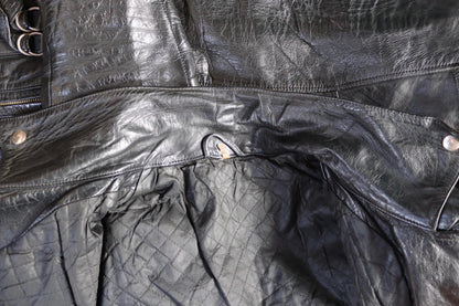 Vintage 1980s black leather biker jacket - 40” chest