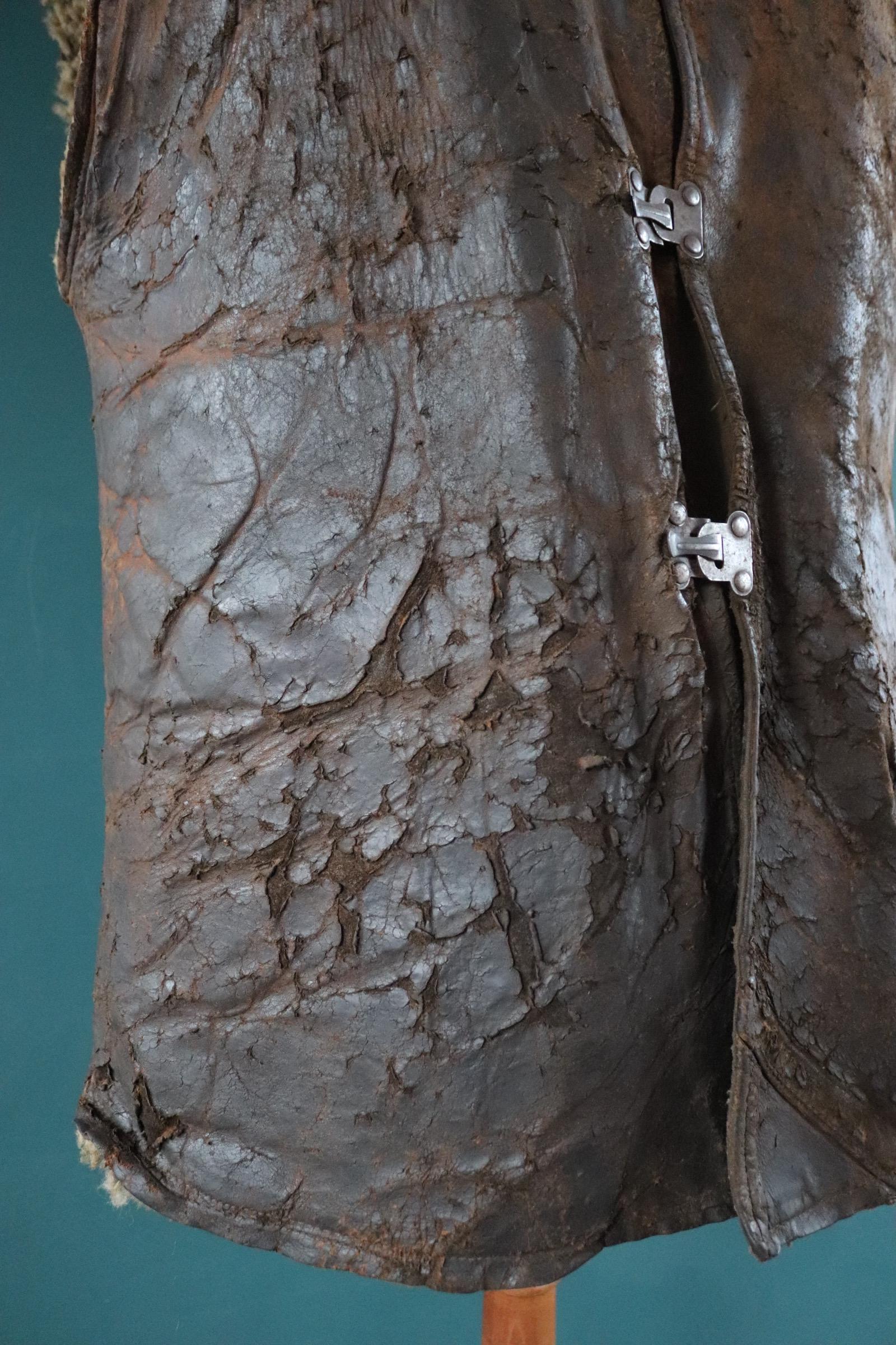 Vintage 1940s British military jerkin - WW2 sheepskin - Tropal coat - RAF vest - horsehide leather waistcoat - 42” chest