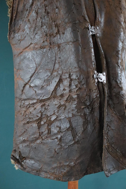 Vintage 1940s British military jerkin - WW2 sheepskin - Tropal coat - RAF vest - horsehide leather waistcoat - 42” chest