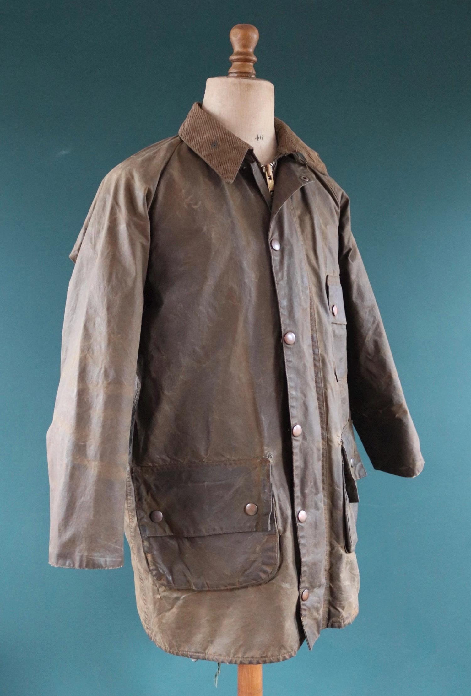 Vintage 1970s Barbour Solway waxed jacket - single crest - 49” chest