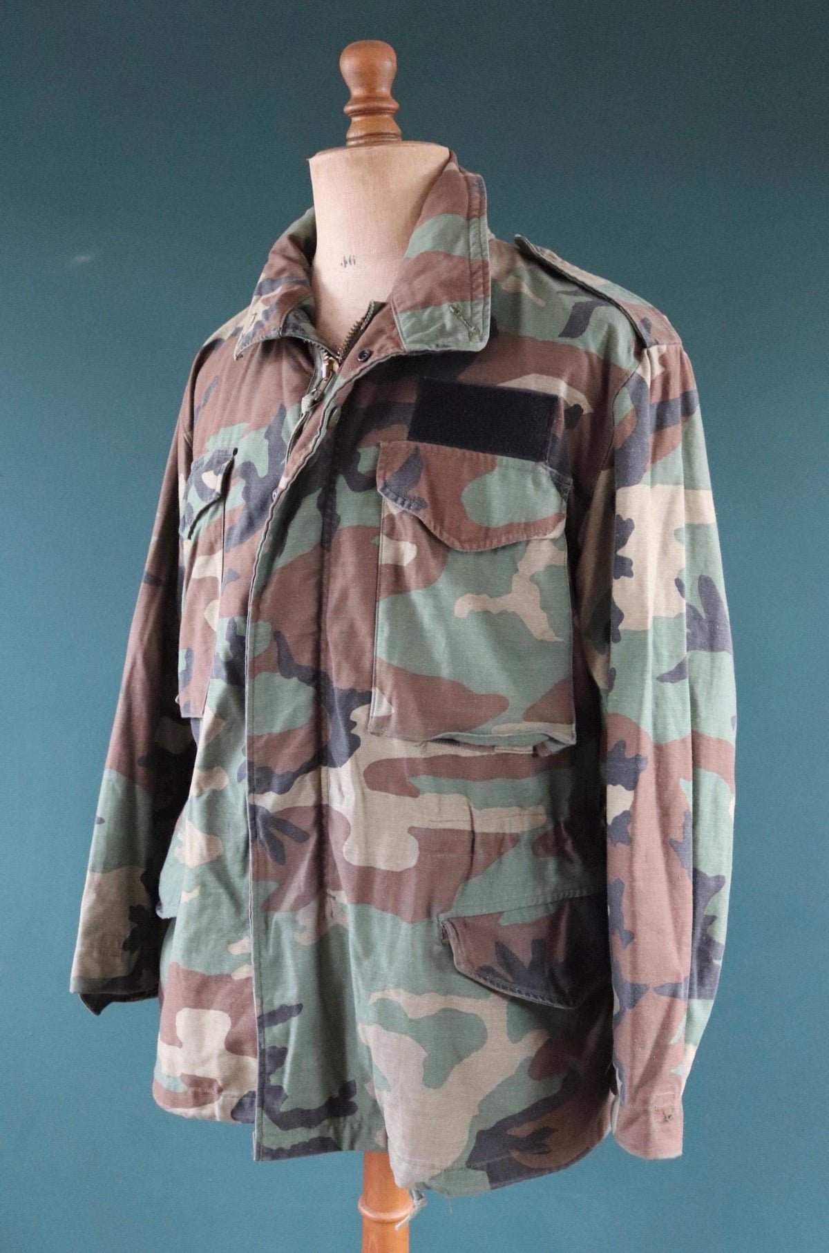 Vintage 1980s US army camouflage M-65 field jacket - 48" chest