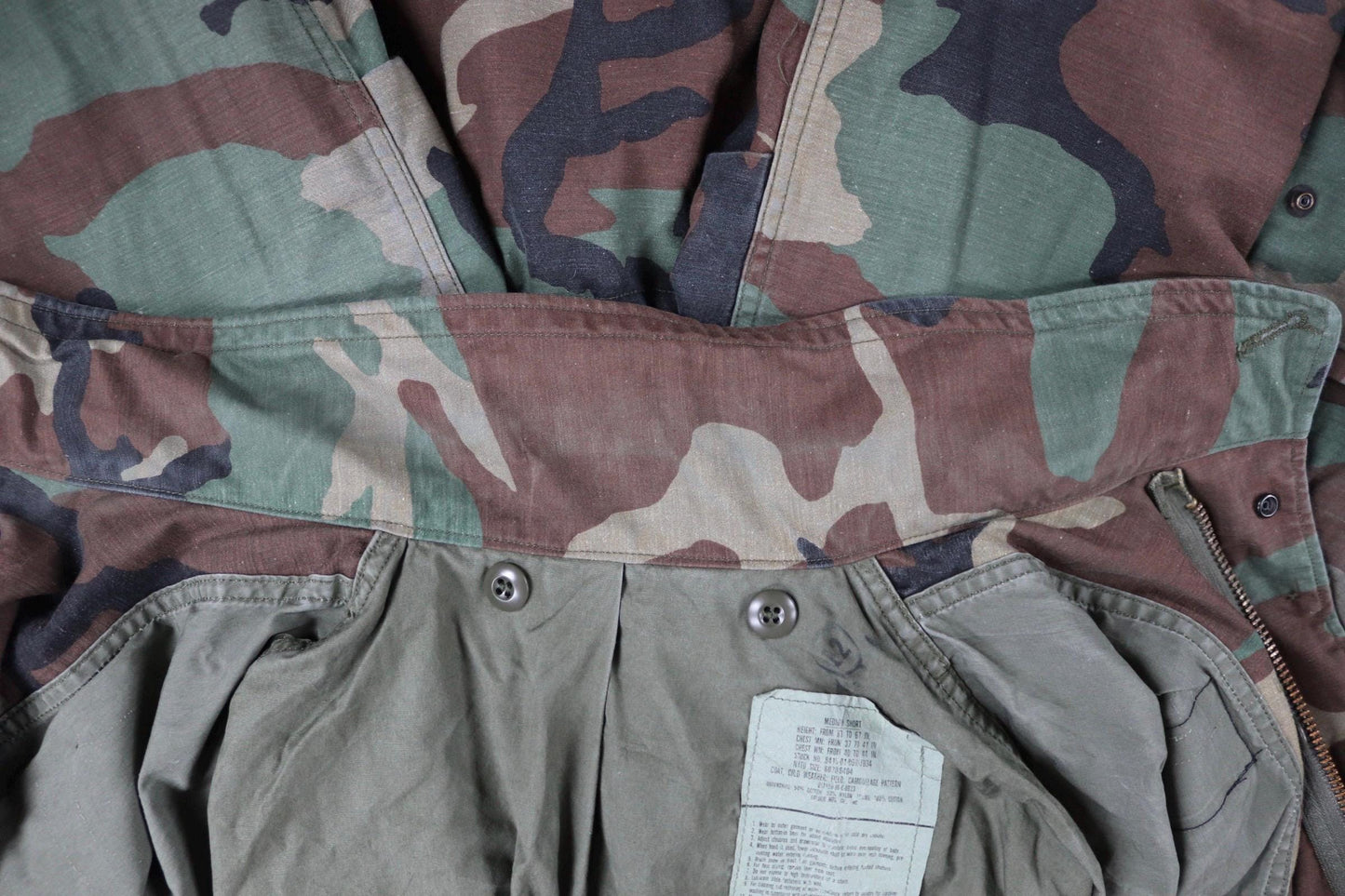 Vintage 1980s US army camouflage M-65 field jacket - 48" chest