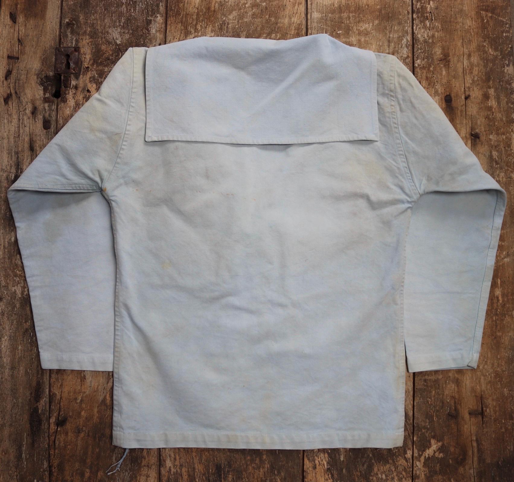 Vintage WW1 era Royal Navy linen duck jumper - antique sailors workwear shirt - 39” chest