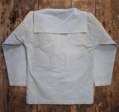 Vintage WW1 era Royal Navy linen duck jumper - antique sailors workwear shirt - 39” chest