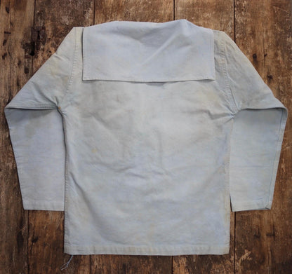 Vintage WW1 era Royal Navy linen duck jumper - antique sailors workwear shirt - 39” chest