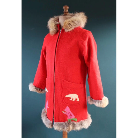 Vintage 1970s embroidered wool coat - Hudsons Bay jacket - Alaskan parka - 40" chest
