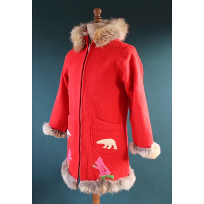 Vintage 1970s embroidered wool coat - Hudsons Bay jacket - Alaskan parka - 40" chest