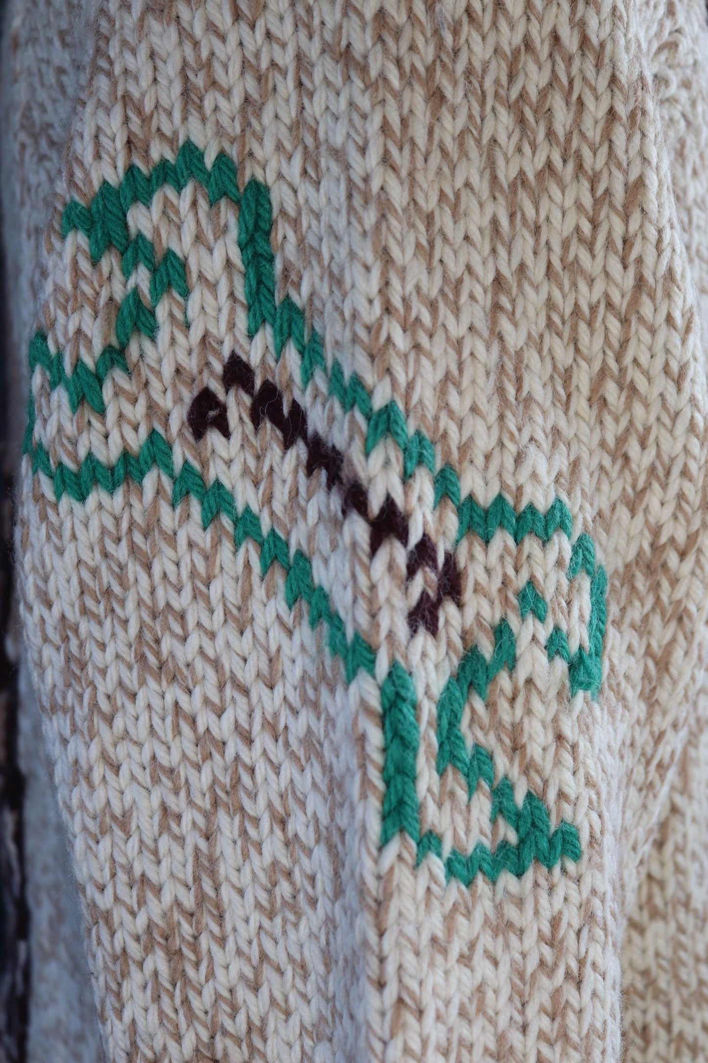 Vintage 1960s wool Cowichan sweater - novelty knit cardigan - oil derrick design - 46” chest