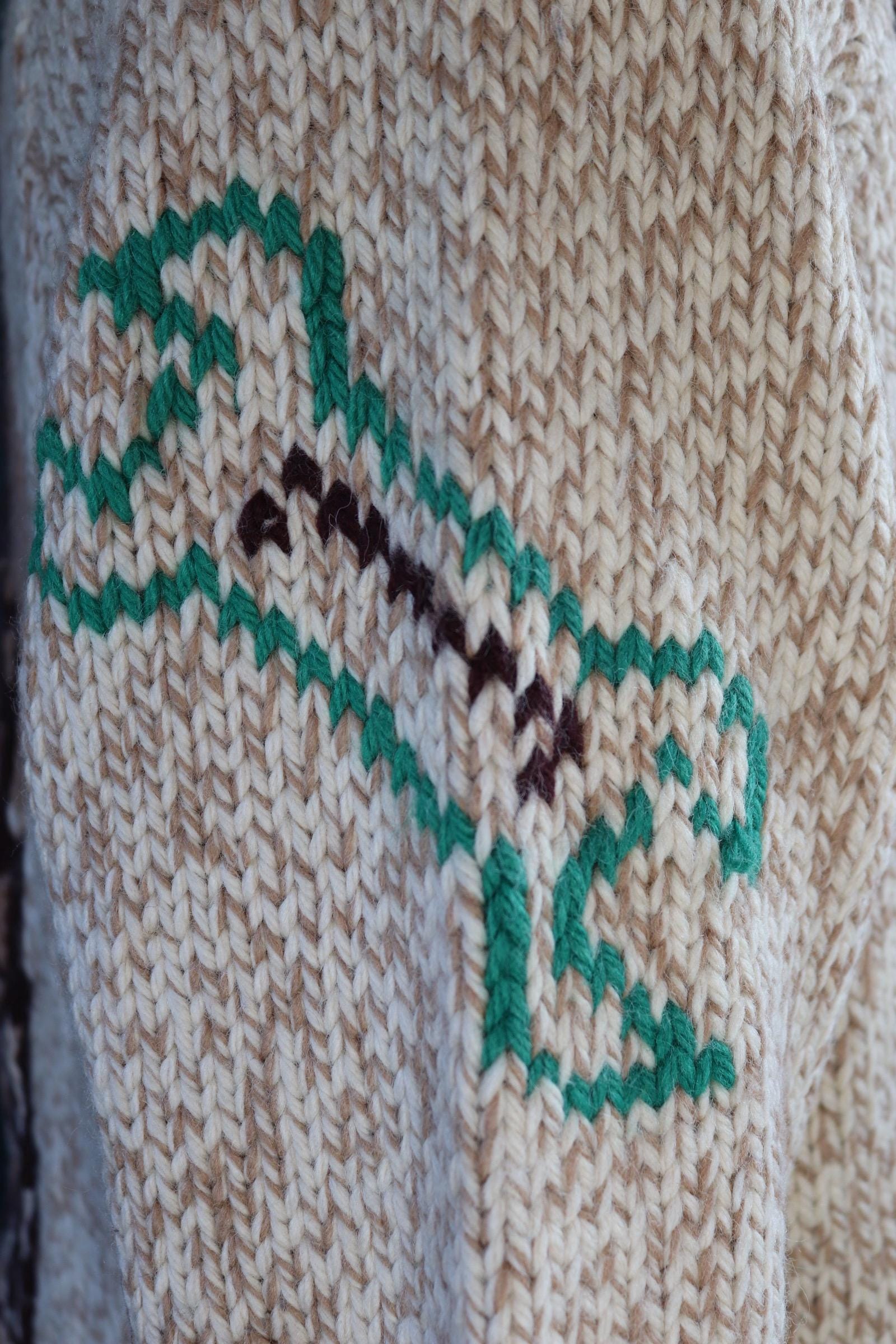 Vintage 1960s wool Cowichan sweater - novelty knit cardigan - oil derrick design - 46” chest