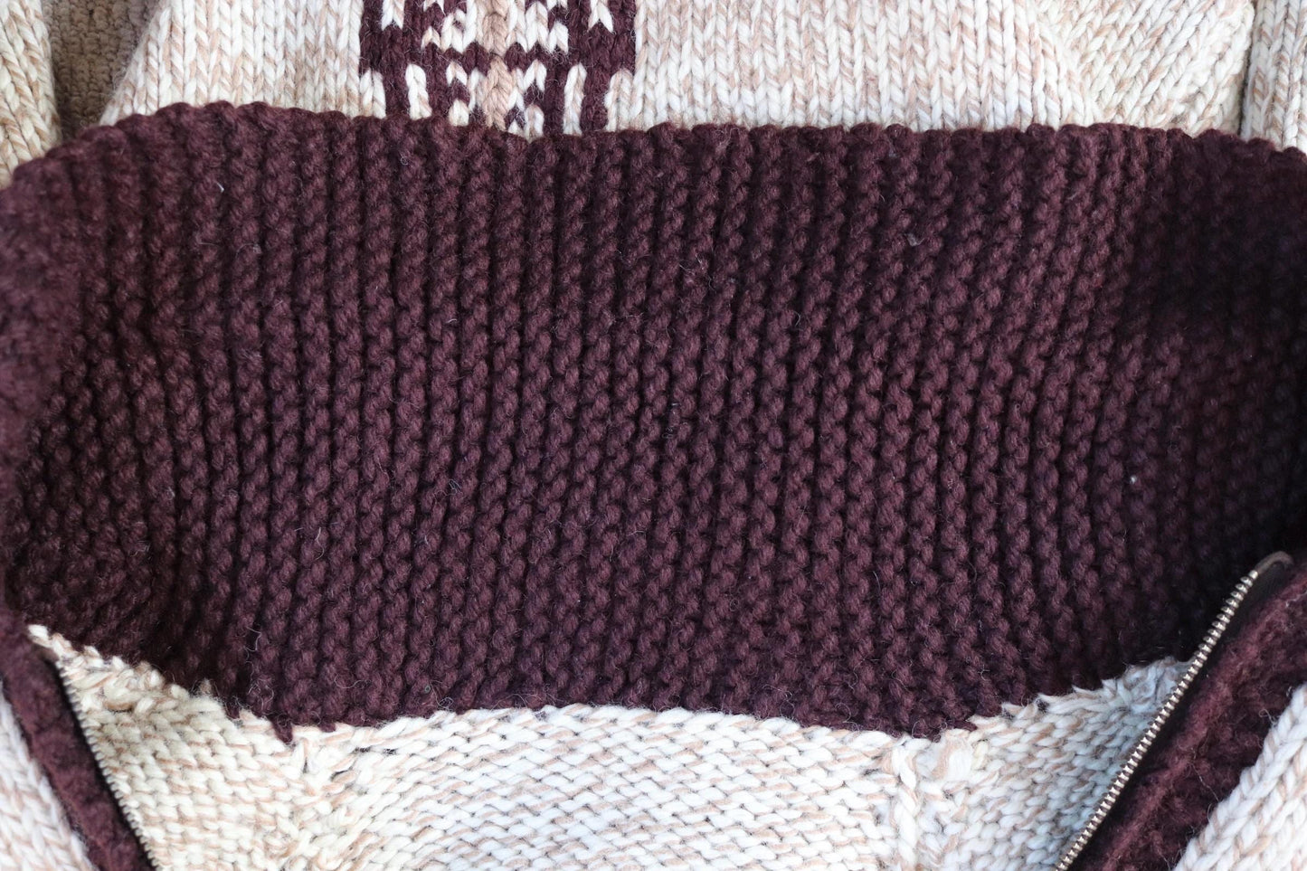 Vintage 1960s wool Cowichan sweater - novelty knit cardigan - oil derrick design - 46” chest