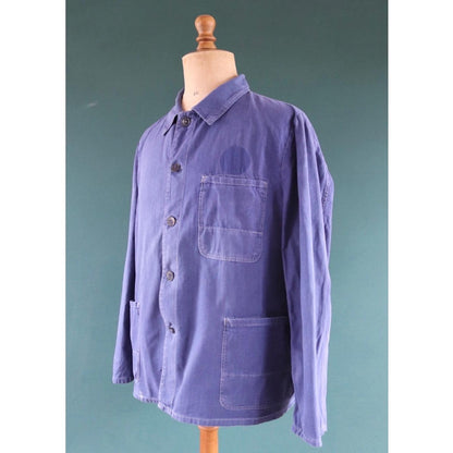Vintage French blue workwear jacket - cotton twill - 50” chest - bleu de travail