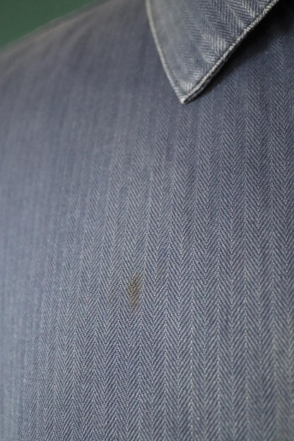 Vintage French blue workwear jacket - cotton twill - 48” chest - bleu de travail