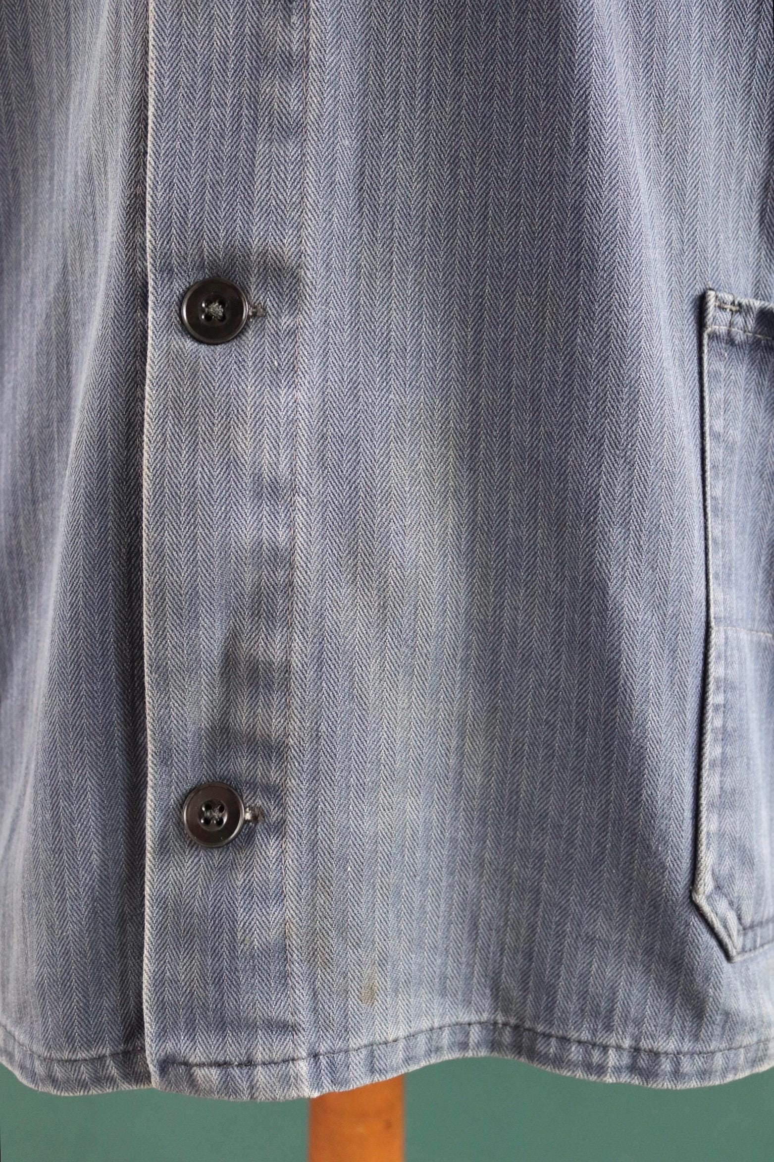 Vintage French blue workwear jacket - cotton twill - 48” chest - bleu de travail