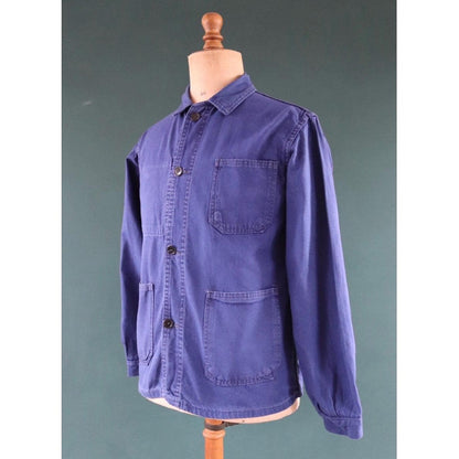 Vintage French blue workwear jacket - cotton twill - 43” chest - bleu de travail