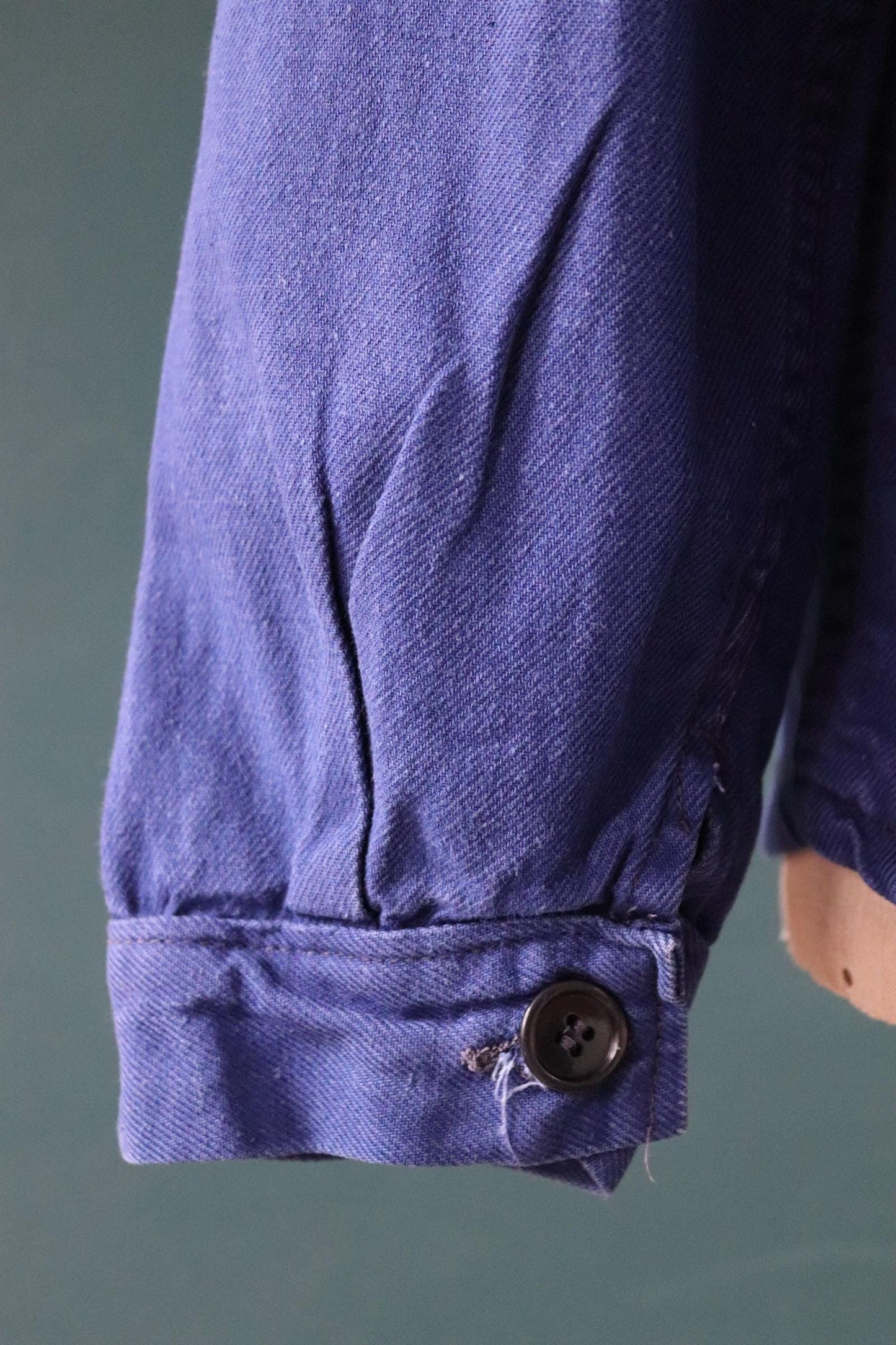 Vintage French blue workwear jacket - cotton twill - 43” chest - bleu de travail