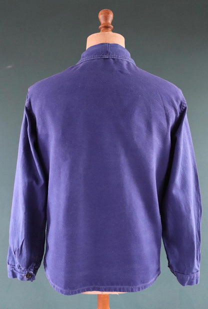 Vintage French blue workwear jacket - cotton twill - 43” chest - bleu de travail