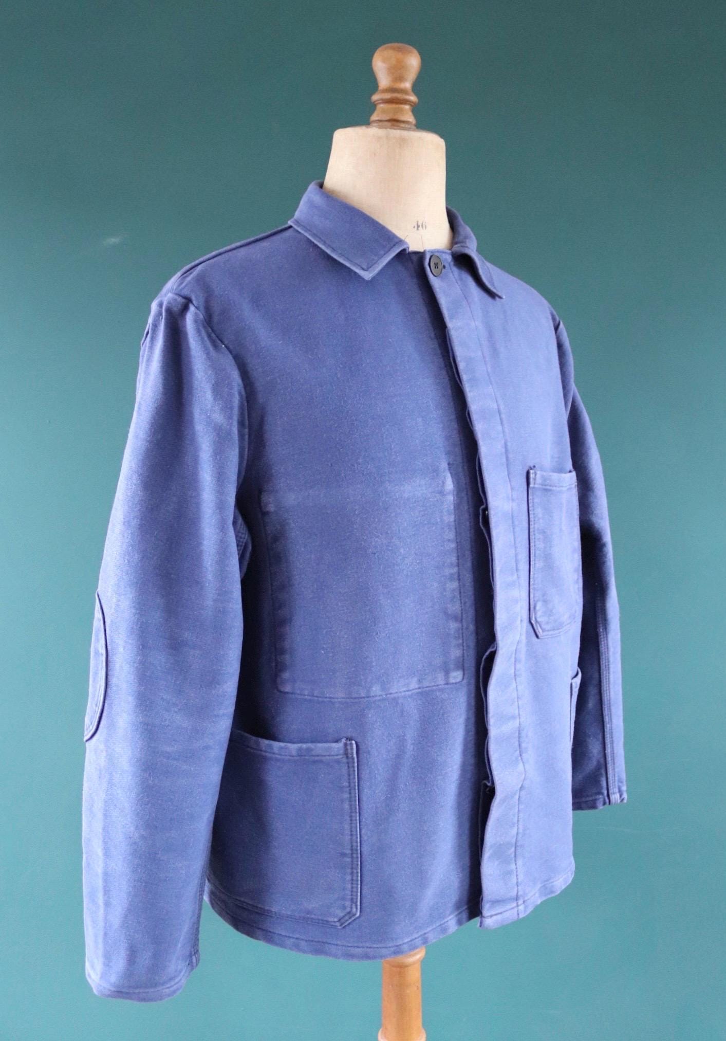 Vintage blue moleskin workwear jacket - chore coat - 49" chest
