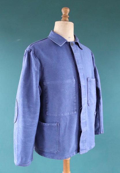 Vintage blue moleskin workwear jacket - chore coat - 49" chest