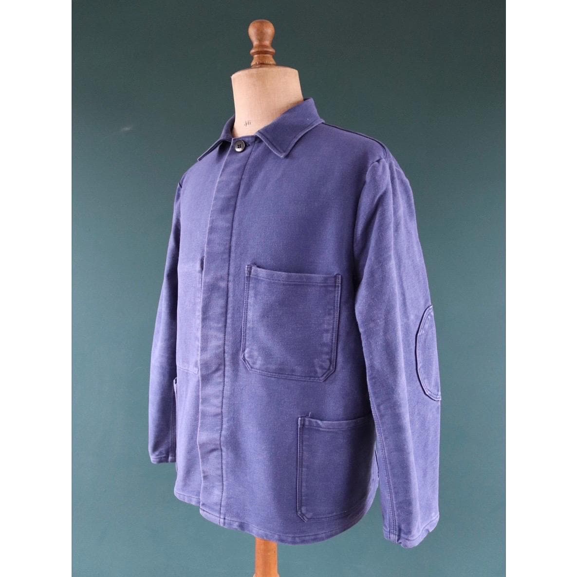 Vintage blue moleskin workwear jacket - chore coat - 49" chest