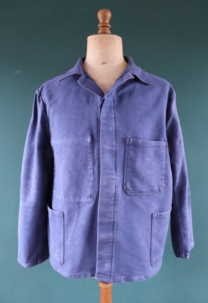 Vintage blue moleskin workwear jacket - chore coat - 49" chest