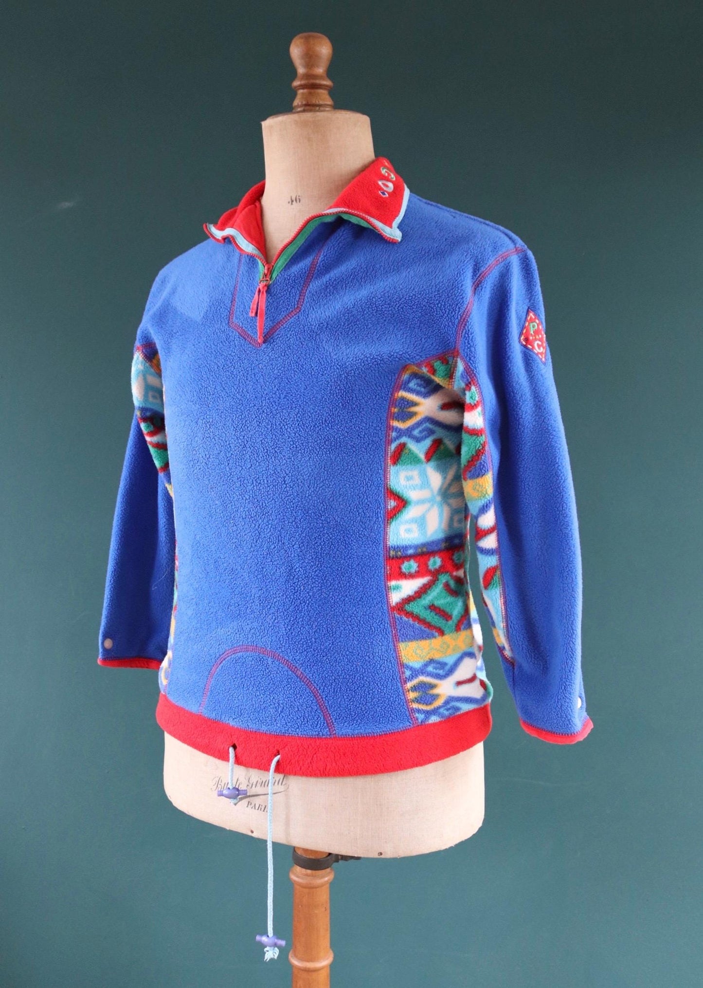 Vintage 1980s Paco polar fleece - 1990s crazy print - 38” chest