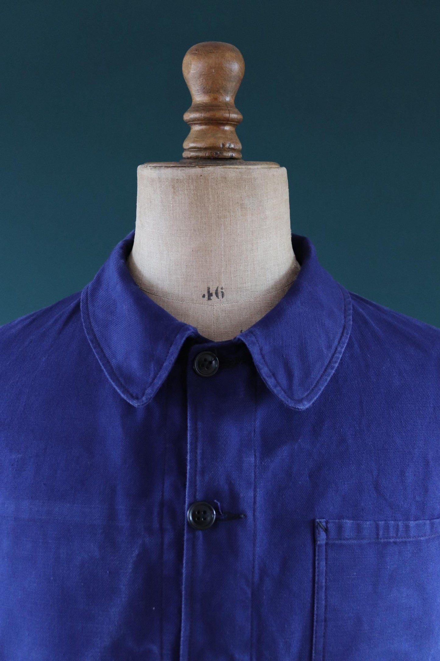 Vintage French workwear jacket - blue chore coat - 44” chest