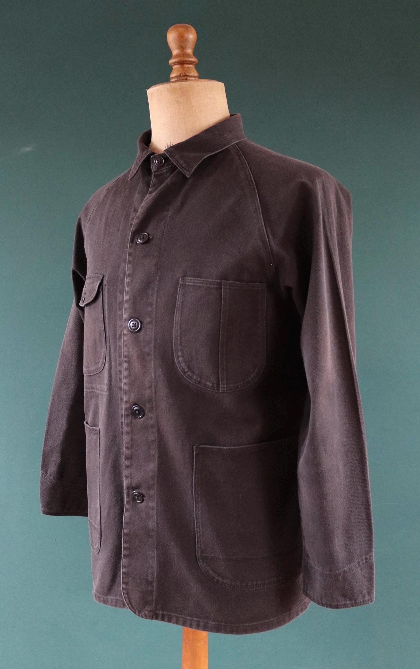 Vintage black cotton workwear jacket - chore coat - Golden Bear - 41" chest