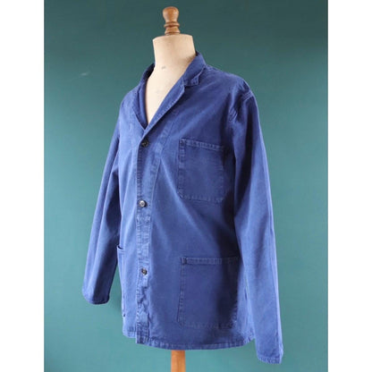 Vintage French workwear jacket - blue chore coat - 49” chest