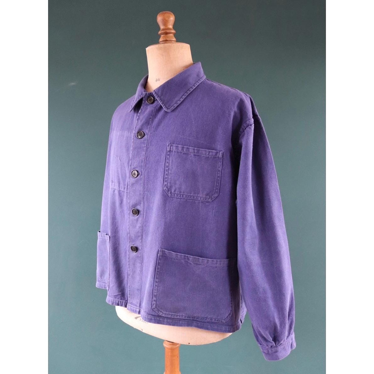 Vintage French workwear jacket - blue chore coat - 53” chest