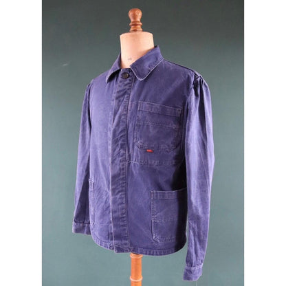 Vintage French workwear jacket - blue chore coat - 44” chest