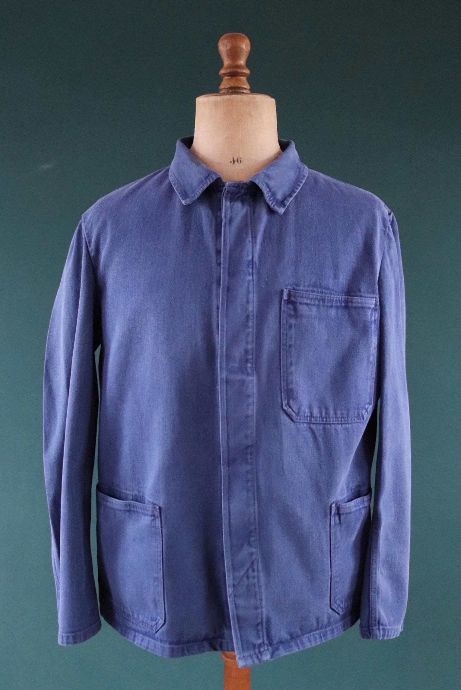 Vintage French workwear jacket - blue chore coat - 48” chest