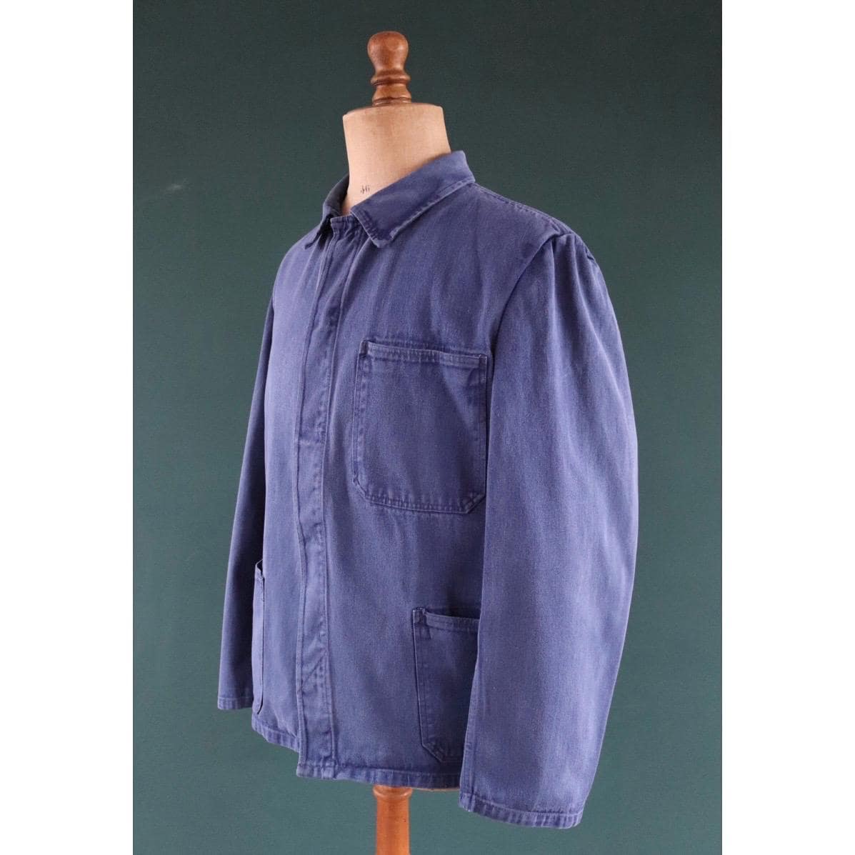 Vintage French workwear jacket - blue chore coat - 48” chest