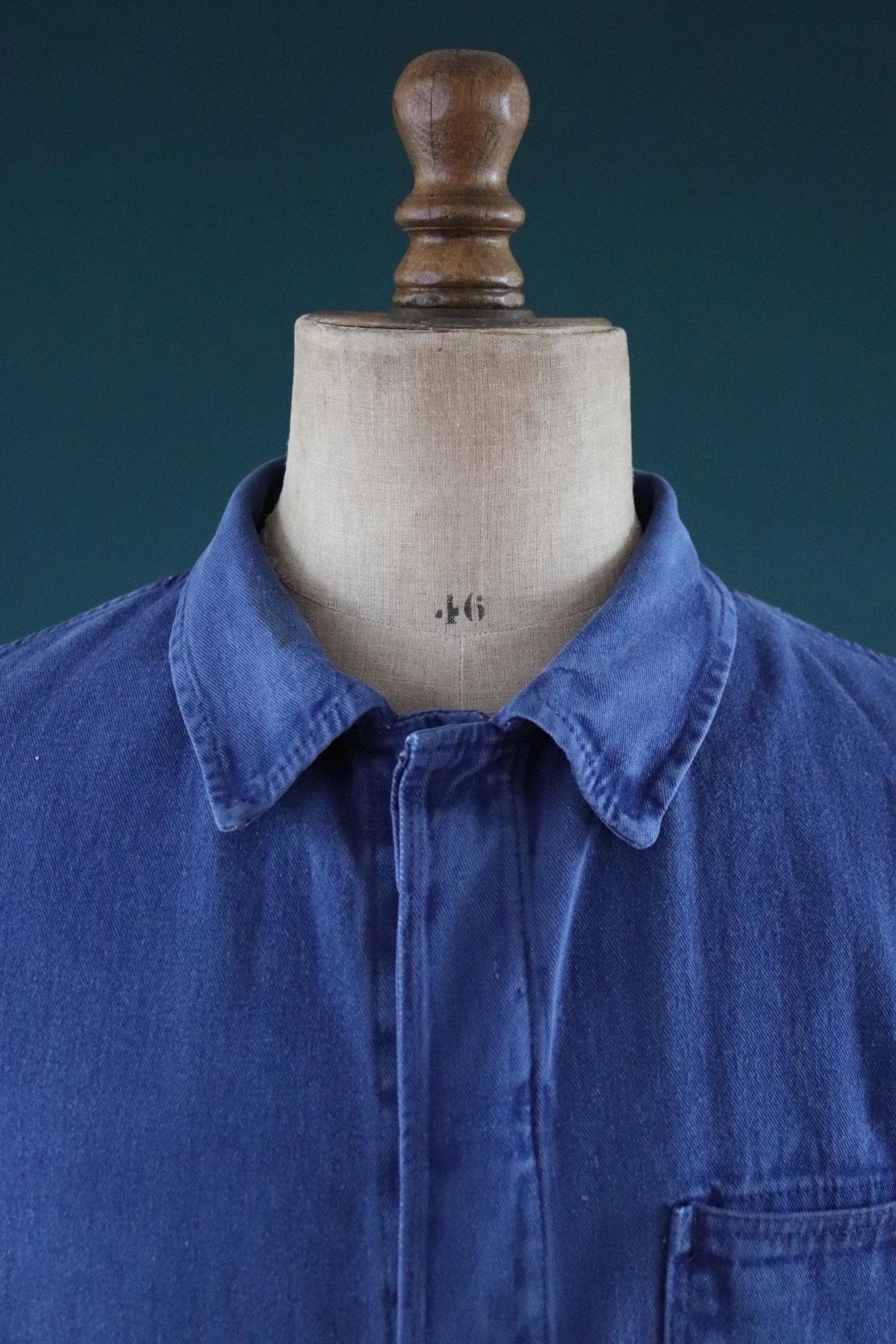 Vintage French workwear jacket - blue chore coat - 48” chest