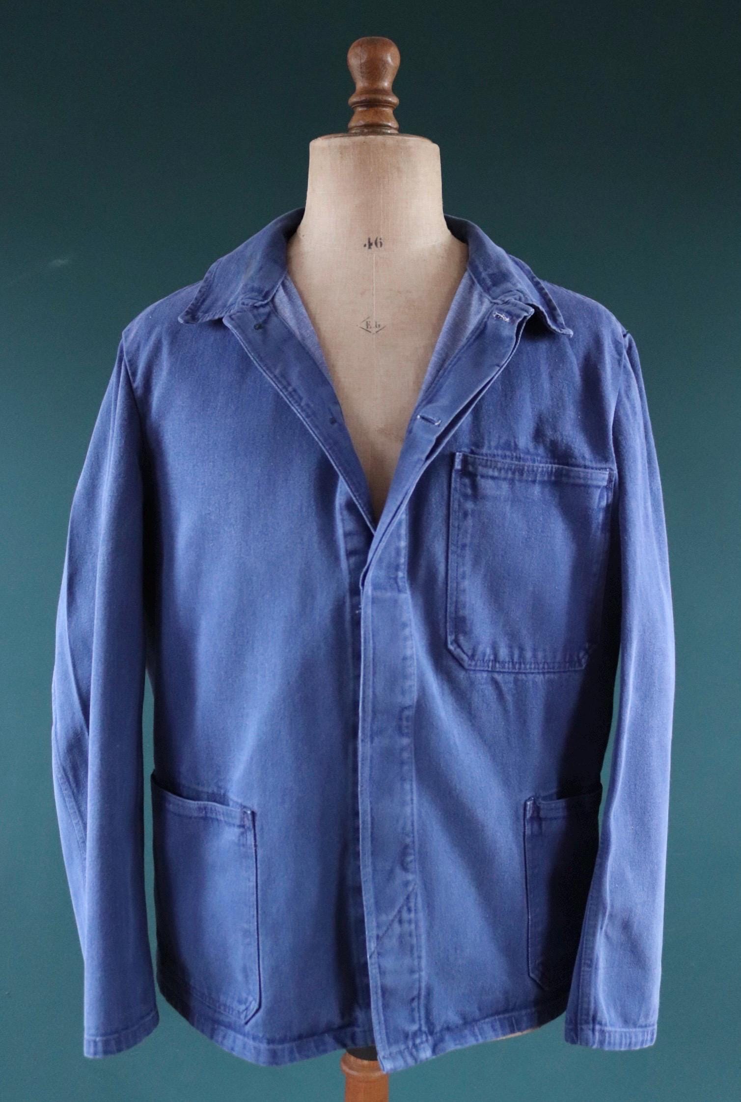 Vintage French workwear jacket - blue chore coat - 48” chest