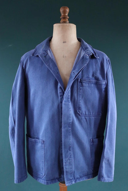 Vintage French workwear jacket - blue chore coat - 48” chest