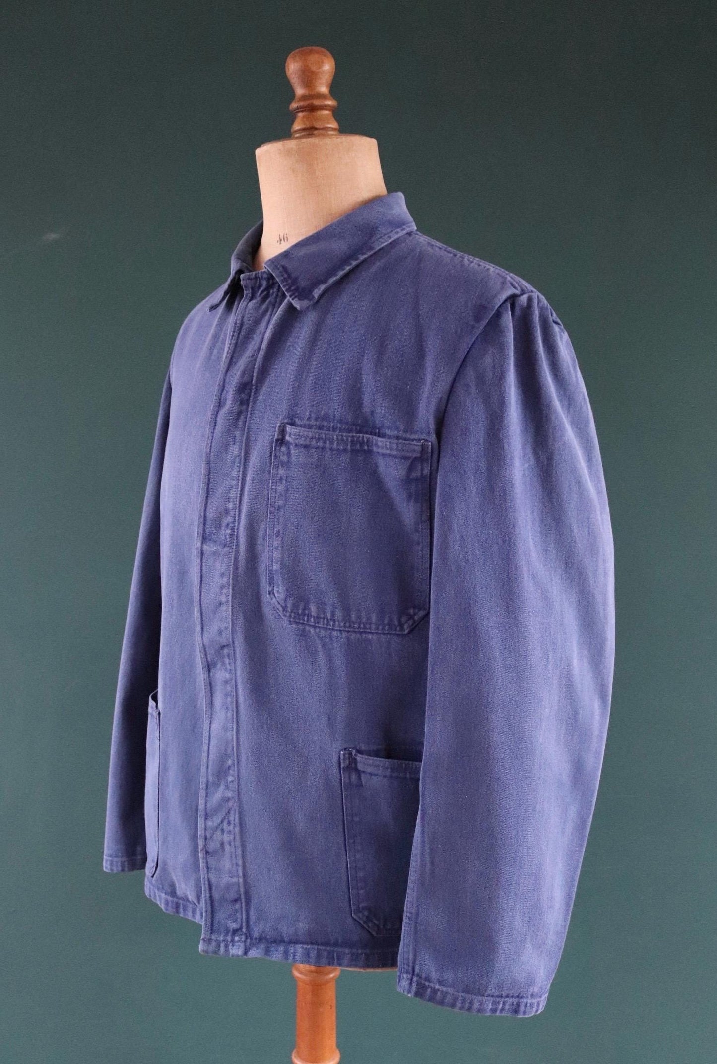 Vintage French workwear jacket - blue chore coat - 48” chest
