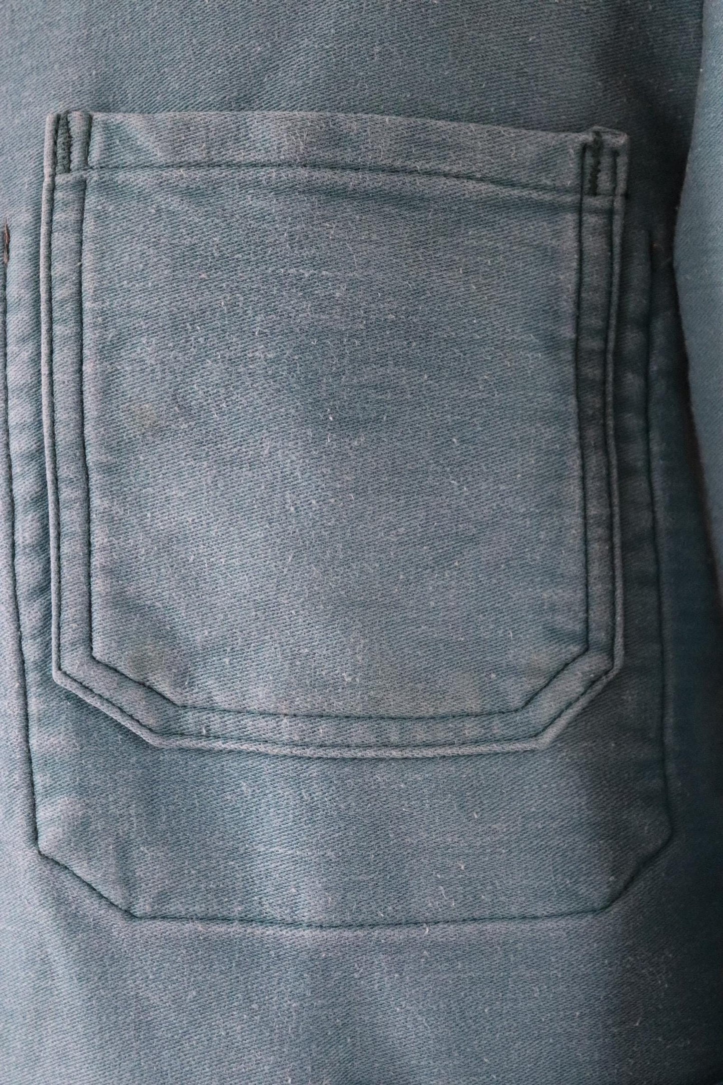 Vintage 1970s teal green moleskin workwear jacket - chore coat - 46" chest