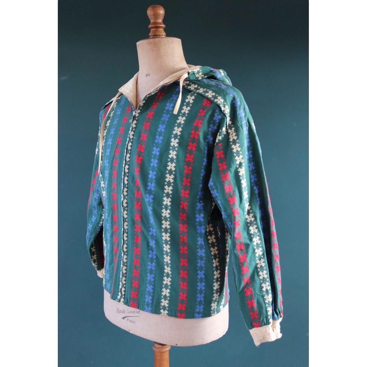 Vintage 1970s crazy print anorak - drizzler jacket - 42” chest - surf windbreaker