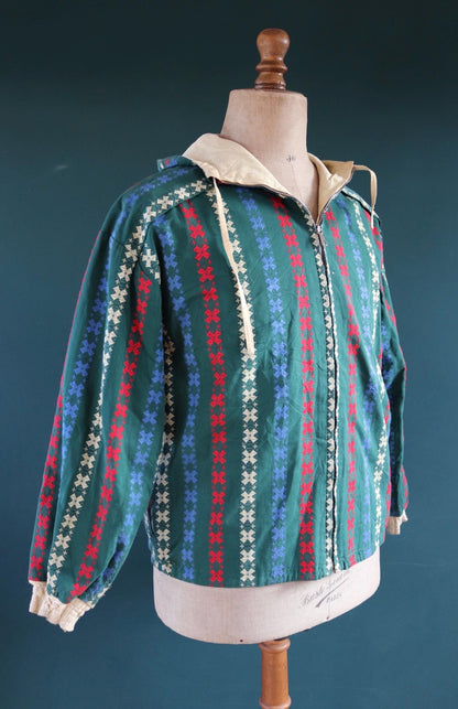 Vintage 1970s crazy print anorak - drizzler jacket - 42” chest - surf windbreaker