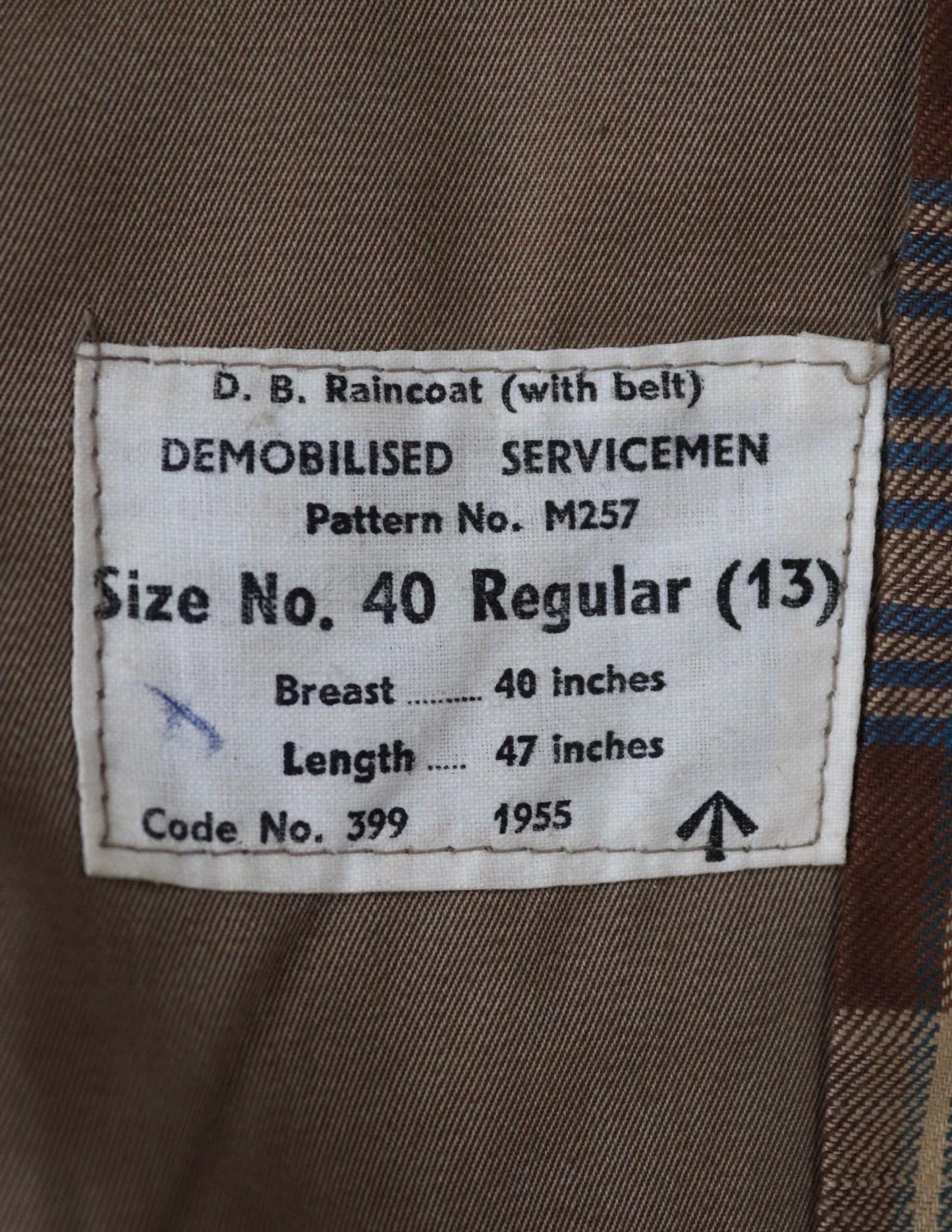 Vintage 1950s demob trench coat - WW2 British - gabardine rain coat - double breasted - 48” chest