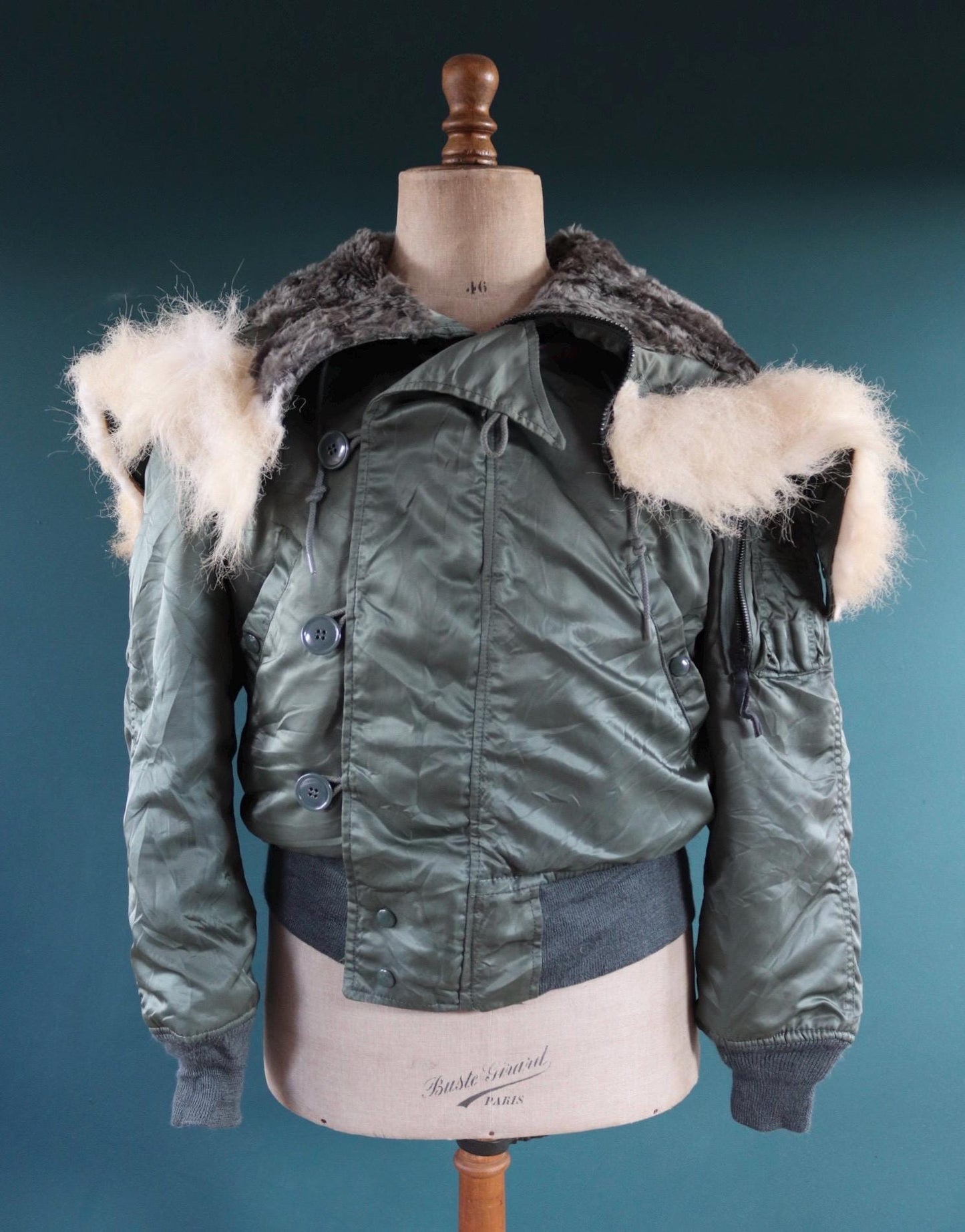 Vintage 1980s USAF N-2B jacket - military parka - extreme cold weather - split hood - 44" chest