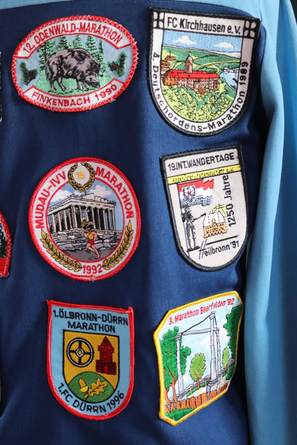 Vintage 1980s Adidas track top - 1970s sportswear - souvenir patches - 43” chest