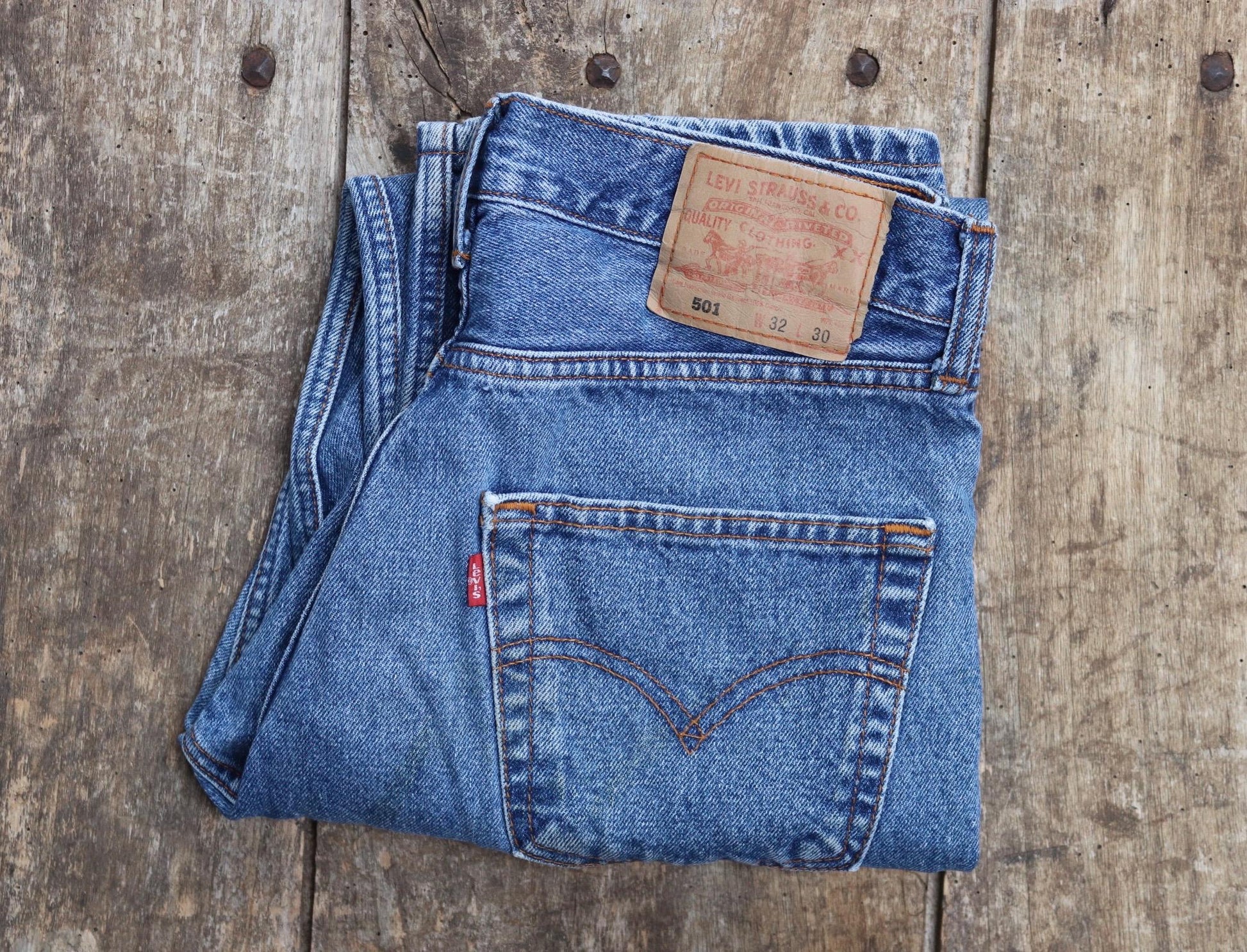 Vintage Levis 501 jeans - blue denim workwear - made in USA - 30" x 29"