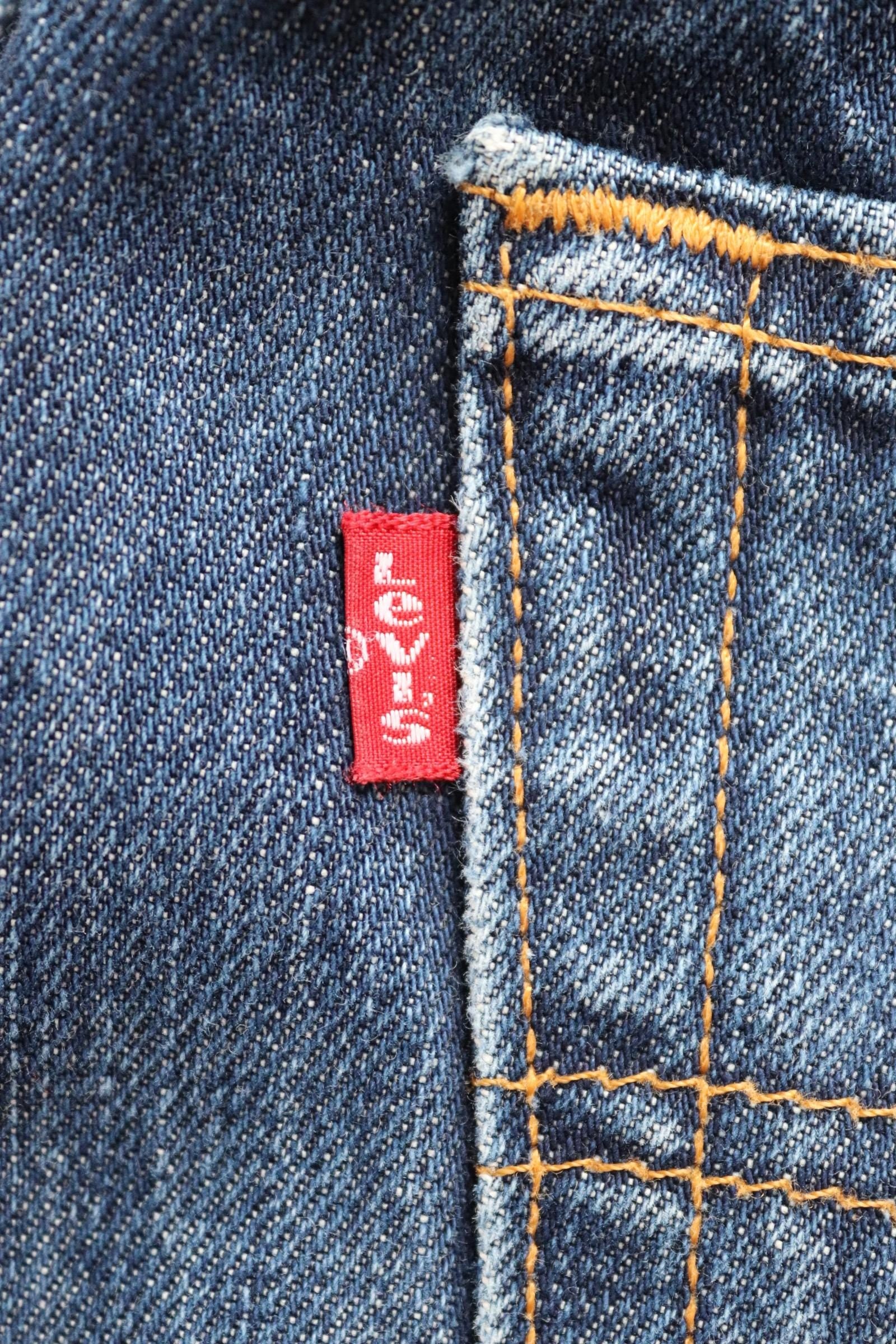 Vintage Levis 501 jeans - blue denim workwear - made in UK - 30" x 29"