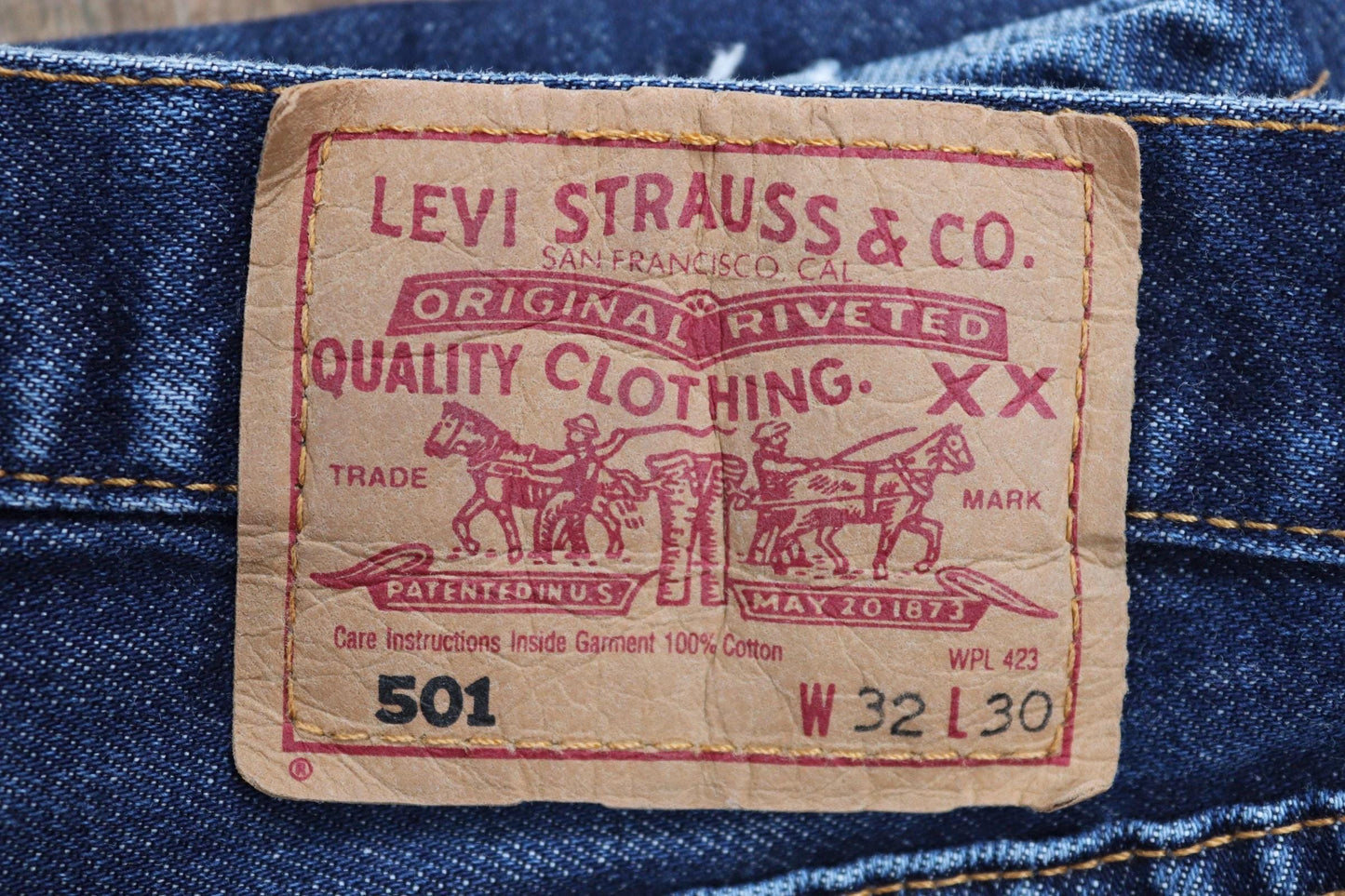 Vintage Levis 501 jeans - blue denim workwear - made in UK - 30" x 29"