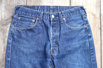 Vintage Levis 501 jeans - blue denim workwear - made in UK - 30" x 29"