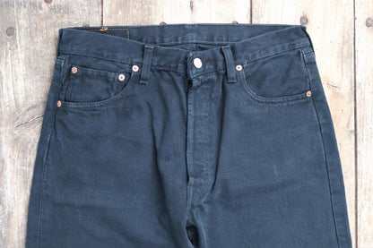 Vintage Levis 501 jeans - black denim workwear - made in UK - 32" x 34"