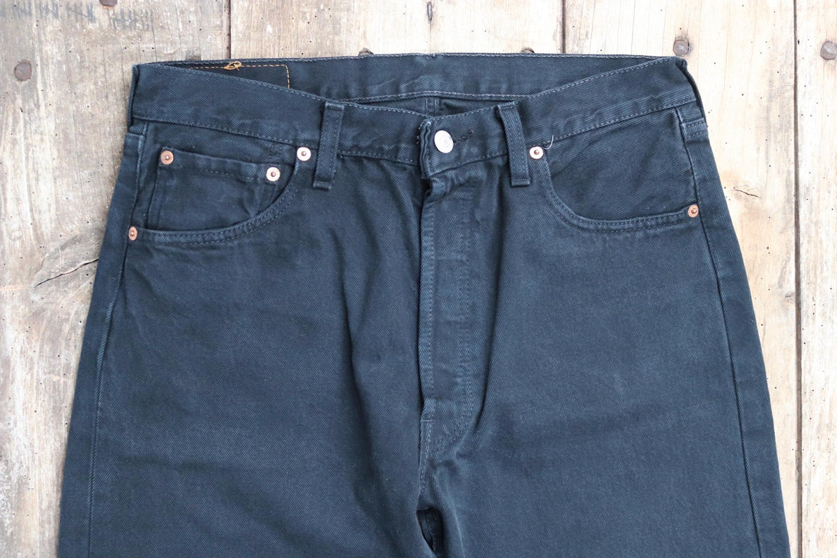 Vintage Levis 501 jeans - black denim workwear - made in UK - 32" x 34"