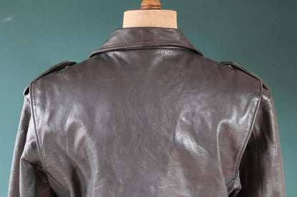 Vintage 1980s black leather biker jacket - 46” chest