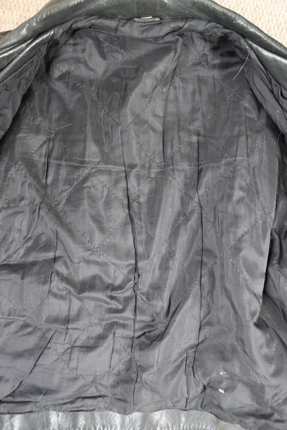 Vintage 1980s black leather biker jacket - 46” chest